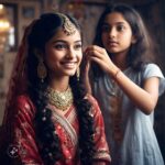 Smiling girl with a stunning Bengali bridal hairstyle for 2025.